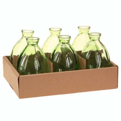 Prodotto Mini vasi in vetro a forma di bulbo, vasi in vetro colorato verde H12cm 6 pezzi