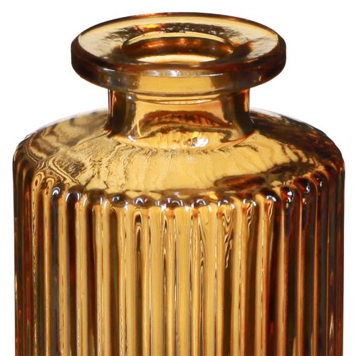 Prodotto Mini vasi in vetro arancione con decoro scanalature H13cm 6 pz