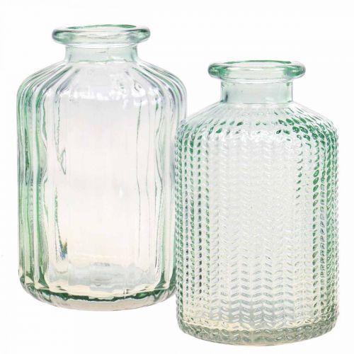 Mini vasi bottiglie decorative in vetro retrò vintage Ø6cm H10.5cm 2pz