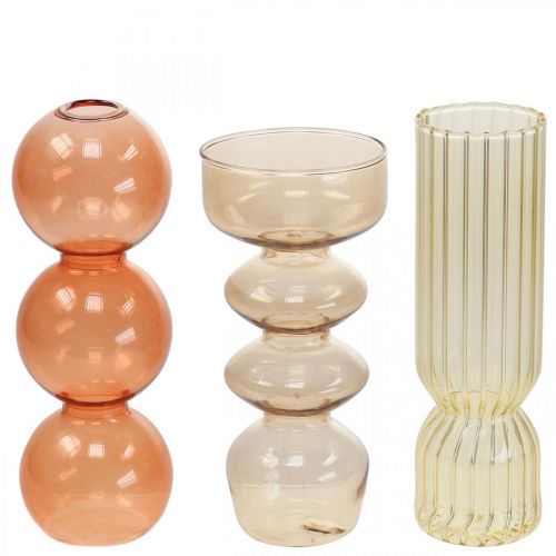 Floristik24 Mini Vasi Vetro Vasi Decorativi in Vetro Colorato H15.5-17cm Set di 3