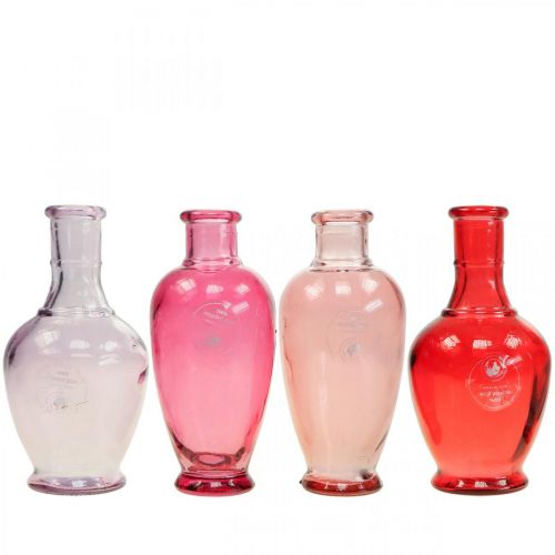 Floristik24 Mini vasi in vetro vasi decorativi in vetro rosa rosa rosso viola 15 cm 4 pezzi