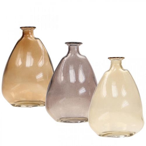 Mini vasi vasi decorativi in vetro giallo, viola, marrone H12cm 3pz