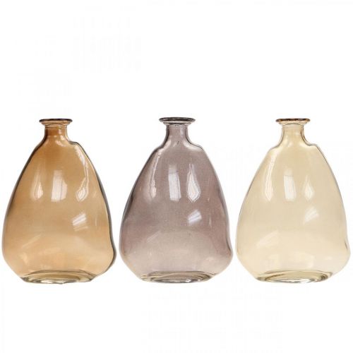 Prodotto Mini vasi vasi decorativi in vetro giallo, viola, marrone H12cm 3pz