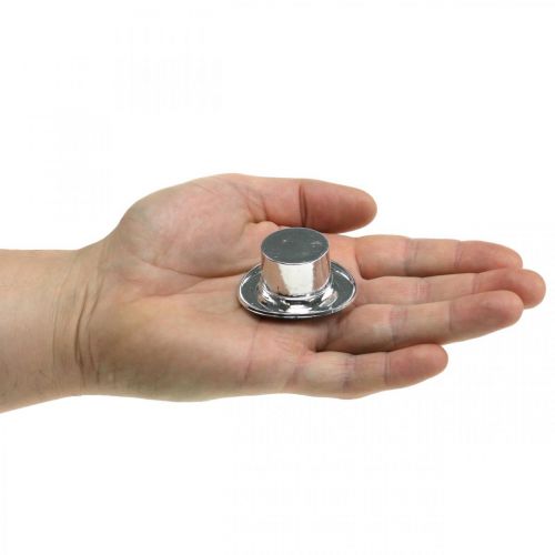 Floristik24 Mini cilindro, decorazione a dispersione di Capodanno, decorazione da tavola per Capodanno argento H2,5 cm L5 cm 9 pezzi