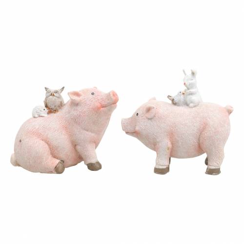 Prodotto Set di figure decorative maialino con amici animali 9,3 cm × 7,5 / 8,5 cm 2 pezzi