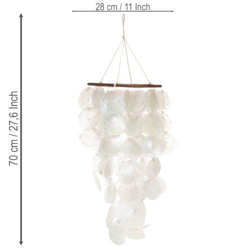 Campanelli a vento in conchiglia di Capiz, rotondi, lunghi 70 cm, per balcone o giardino. | Floristik24.it