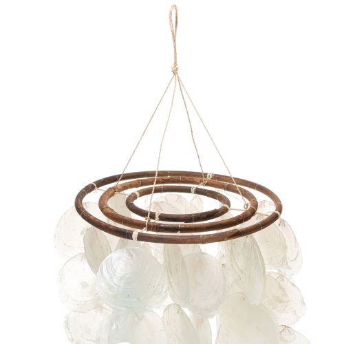 Campanelli a vento in conchiglia di Capiz, rotondi, lunghi 70 cm, per balcone o giardino. | Floristik24.it