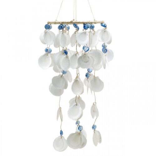 Floristik24 Conchiglie mobili campanelli eolici decorazione marittima da appendere bianco, blu 46 cm