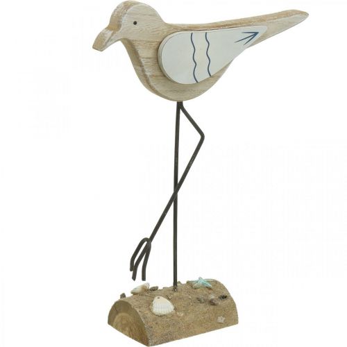 Prodotto Decorazione mare, gabbiano deco in legno, shabby chic, blu e bianco H32cm