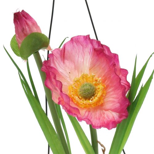 Floristik24 Papavero in vetro per appendere rosa H22cm