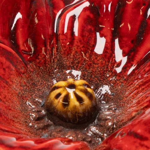 Prodotto Paletto da giardino in ceramica a forma di papavero, design insolito per aiuole, 52 cm, 2 pezzi