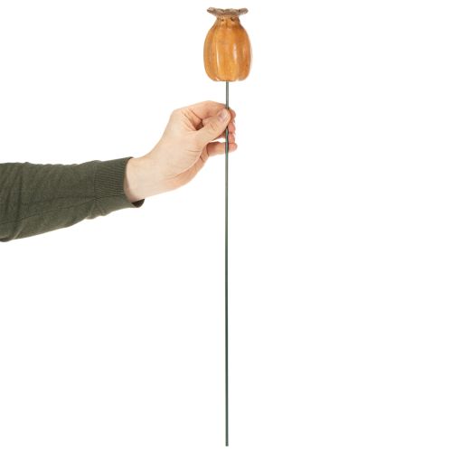 Prodotto Decorazione da giardino Capsule di papavero artificiali su bastoncino per giardino, aiuole o balconi, 60 cm, 2 pezzi