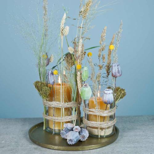 Floristik24 Capsule di papavero artificiale giallo, marrone 6 pezzi