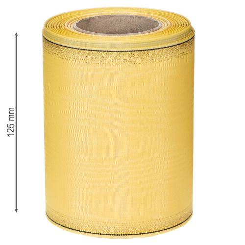 Prodotto Nastro per ghirlanda in moiré, giallo con bordo dorato, 125 mm x 25 m - Nastro da lutto di alta qualità, nastro decorativo, nastro per fiocchi