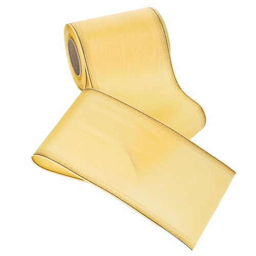 Prodotto Nastro per ghirlanda in moiré, giallo con bordo dorato, 125 mm x 25 m - Nastro da lutto di alta qualità, nastro decorativo, nastro per fiocchi