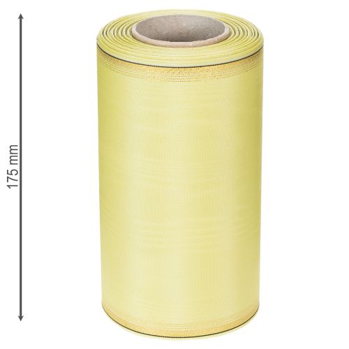 Prodotto Nastro per ghirlanda in moiré, verde chiaro con bordo dorato, 175 mm x 25 m, decorazione di alta qualità per composizioni floreali.