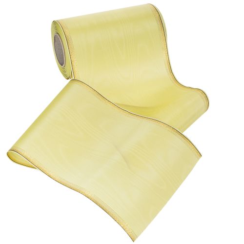 Prodotto Nastro per ghirlanda in moiré, verde chiaro con bordo dorato, 175 mm x 25 m, decorazione di alta qualità per composizioni floreali.