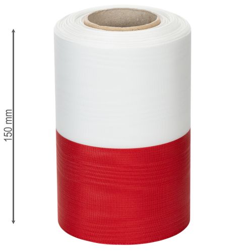 Prodotto Nastro per ghirlanda moiré, nastro da lutto bianco-rosso, nastro decorativo 150 mm, nastro commemorativo con fleur da lutto, taffetà di acetato 25 m