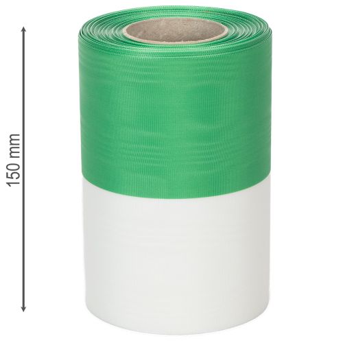 Prodotto Nastro per ghirlanda moiré verde-bianco 150 mm, nastro decorativo, nastro per fiocchi, taffetà di qualità 25 m