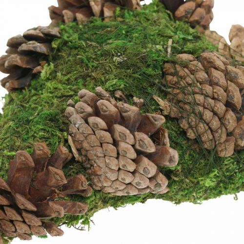 Floristik24 Decorazione funeraria cuore di muschio con coni per arrangiamento funebre 20×13cm