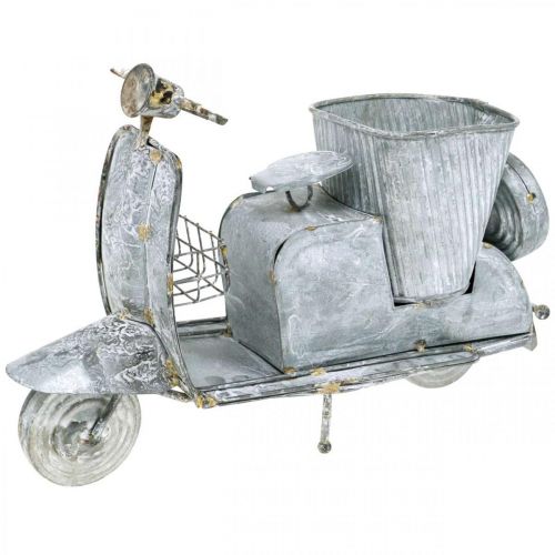 Floristik24 Fioriera scooter in metallo vintage lavato bianco 35×12×23cm