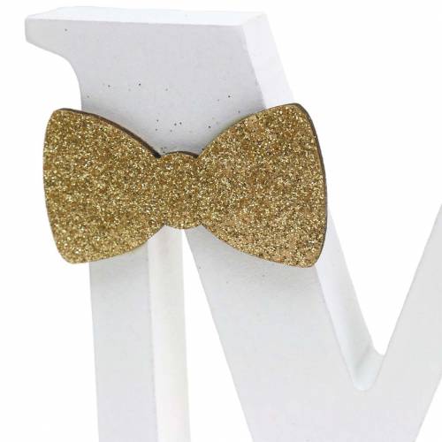 Floristik24 Lettere decorative Mr &amp; Mrs legno bianco, oro assortite H11/13,cm set di 4