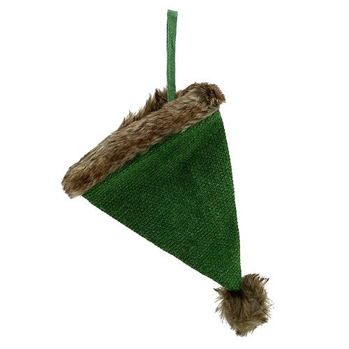 Cappellino con bordo in pelliccia da sospendere Verde 28 cm