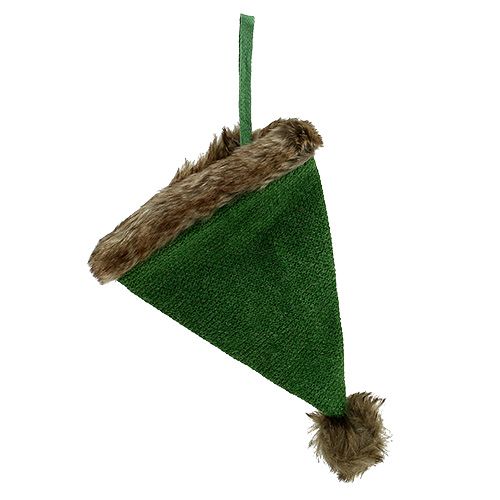 Floristik24 Cappellino con bordo in pelliccia da sospendere Verde 28 cm