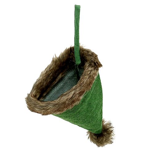 Floristik24 Cappellino con bordo in pelliccia da sospendere Verde 28 cm