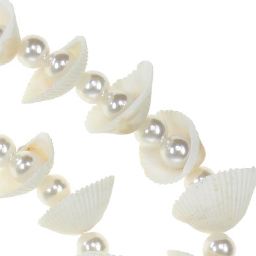 Floristik24 Ghirlanda di conchiglie con perle bianche 100 cm
