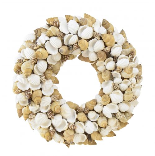 Floristik24 Ghirlanda di conchiglie decorazione marittima da appendere cocco bianco naturale Ø25cm