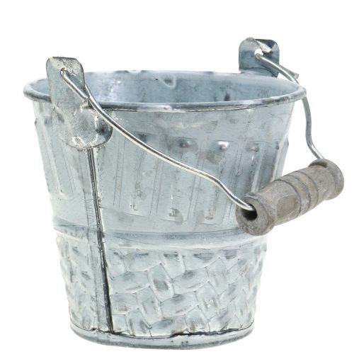 Floristik24 Secchio in zinco con motivo intrecciato grigio Ø7cm H8cm 8 pezzi