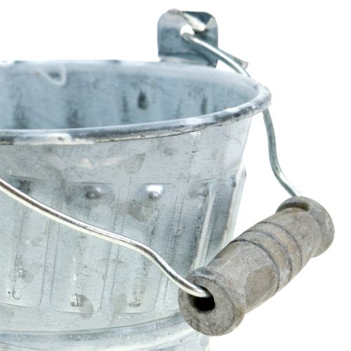 Floristik24 Secchio in zinco con motivo intrecciato grigio Ø7cm H8cm 8 pezzi
