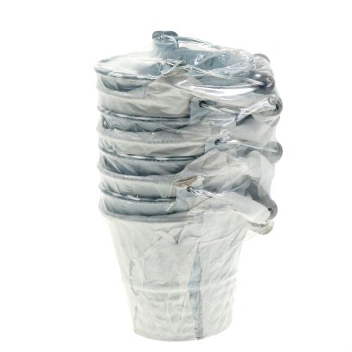 Floristik24 Secchio in zinco con motivo intrecciato grigio Ø7cm H8cm 8 pezzi
