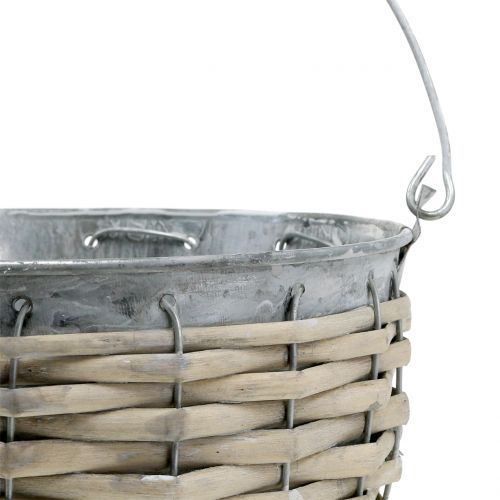 Floristik24 Secchio di zinco con vimini Ø18cm H17cm