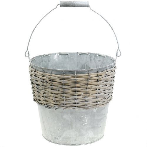 Secchio di zinco con vimini Ø24cm H22cm