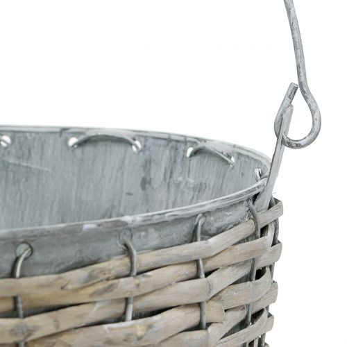 Floristik24 Secchio di zinco con vimini Ø24cm H22cm