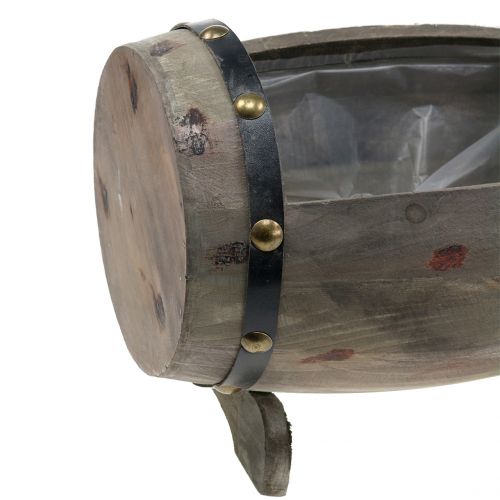 Floristik24 Barile di legno per piantare la natura, set di 2 22 cm / 33 cm