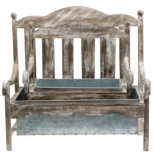 Floristik24 Panca in legno per impianto naturale, zinco H40cm, set di 2