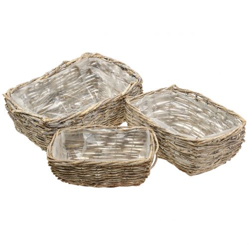 Prodotto Cesto per piante rettangolare naturale lavato bianco L33cm, set di 3