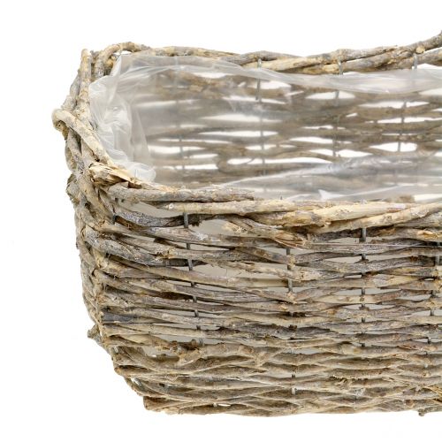 Prodotto Cesto per piante rettangolare naturale lavato bianco L33cm, set di 3