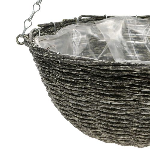 Floristik24 Lampada Basket grigia Ø30,5cm H15cm