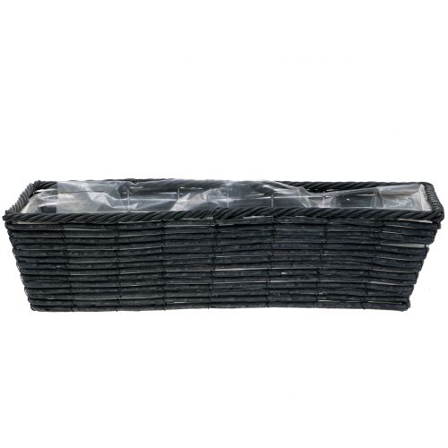 Floristik24 Vaso per piante aspetto rattan antracite 52 cm x 16 cm H13 cm