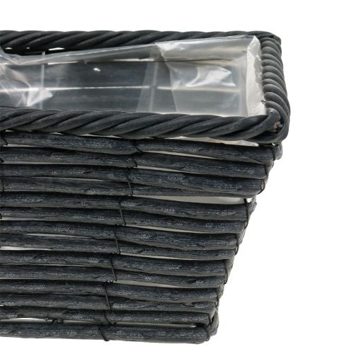 Floristik24 Vaso per piante aspetto rattan antracite 52 cm x 16 cm H13 cm