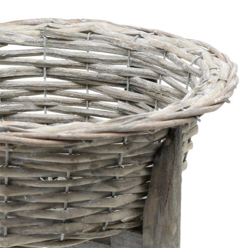 Floristik24 Ciotola in vimini con supporto in legno grigio, bianco lavato Ø40cm