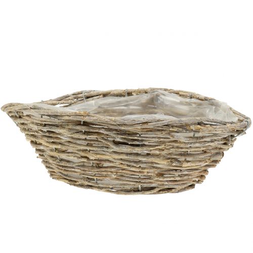 Nave cesto per piantare natura lavata bianca L34cm
