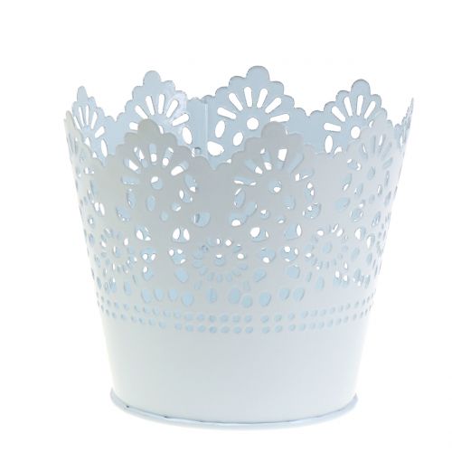 Floristik24 vaso di zinco con bordo bianco Ø12cm H10cm