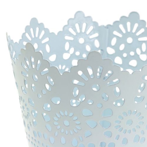 Floristik24 vaso di zinco con bordo bianco Ø12cm H10cm