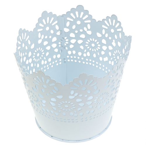 Floristik24 vaso di zinco con bordo bianco Ø12cm H10cm