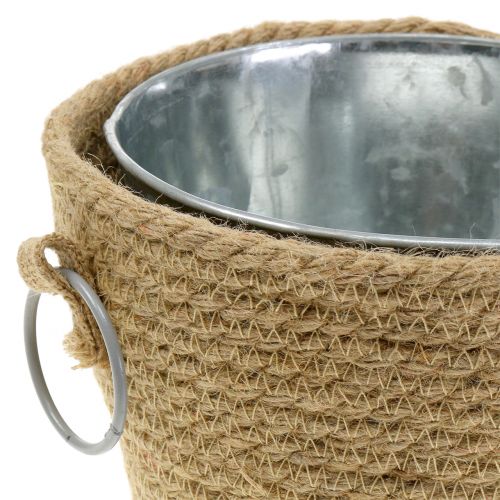 Floristik24 Vaso in zinco con cachepot in juta Ø18cm H15cm